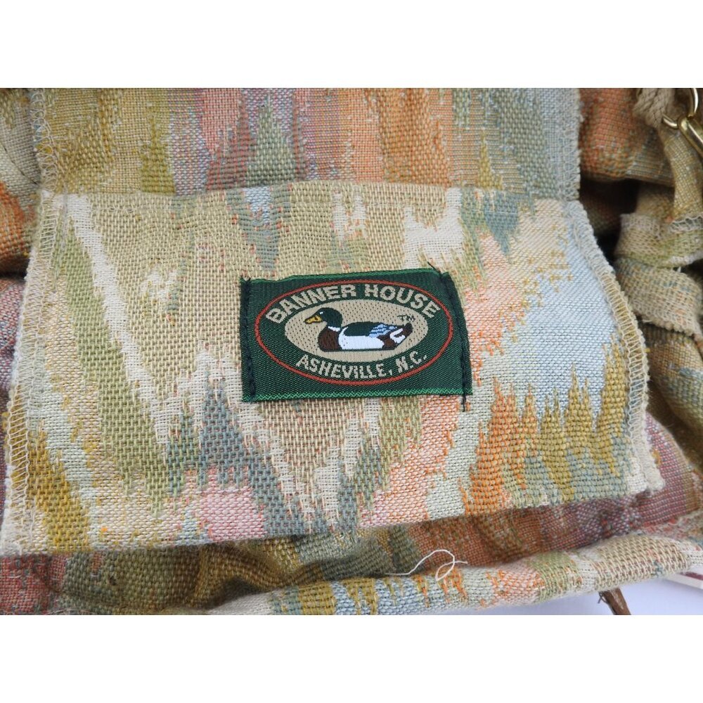 Vintage Banner House Asheville NC Tapestry Purse Bag Leather Trim USA Made Duck - Picture 8 of 10